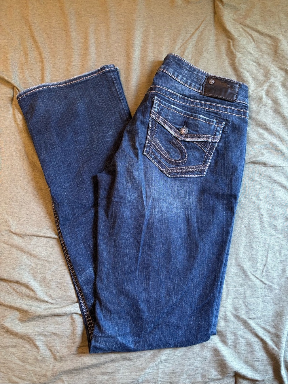 Silver Jeans Dark Blue Bootcut Jeans extra long